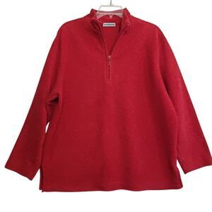Marsh Landing Petites Woman's PL Red Quarter Zip Pullover Mock Neck Sweater